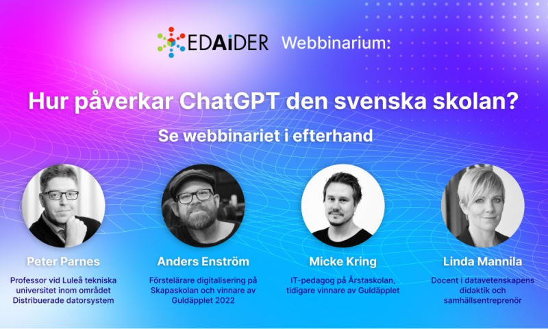 Hur påverkar ChatGPT den svenska skolan? Ett webbinarium från EdAider