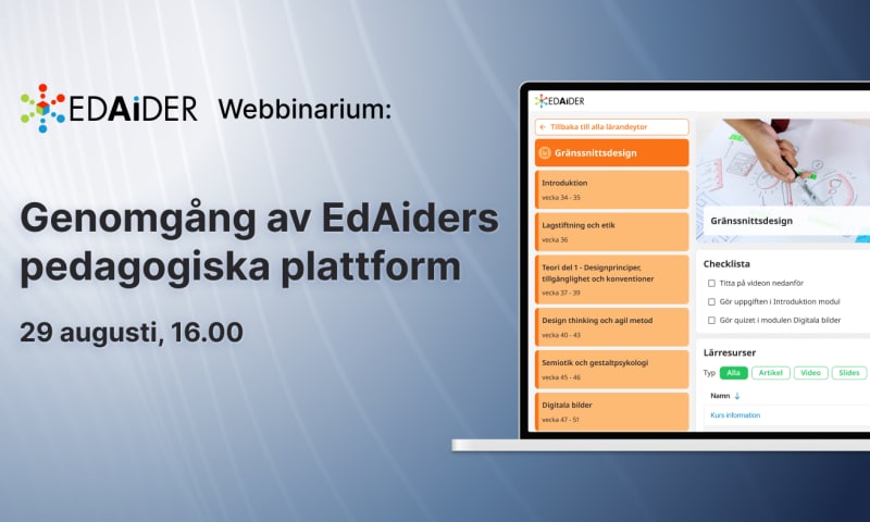 Webbinarium: Genomgång av EdAiders pedagogiska plattform