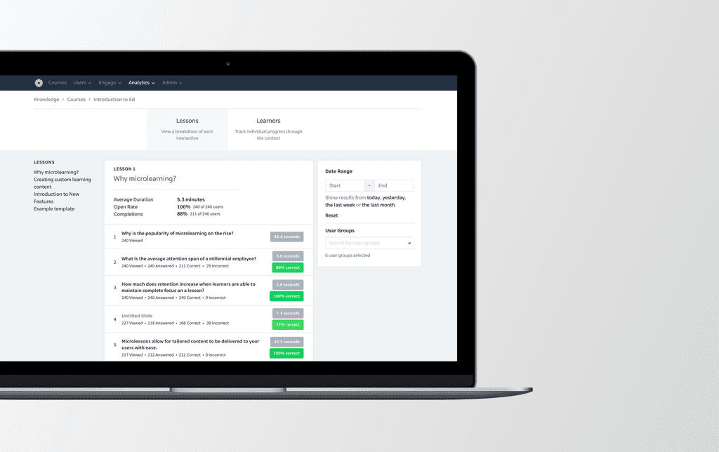 EdApp analytics - course completions