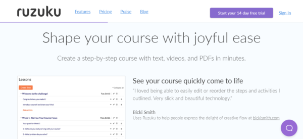 Ruzuku Online Course Software