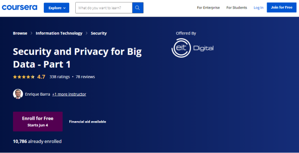 Coursera Data Protection Course - Security and Privacy for Big Data Part 1