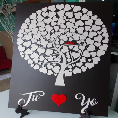 Cuadro de Firmas - 40 x 60 cm 100 corazones con base