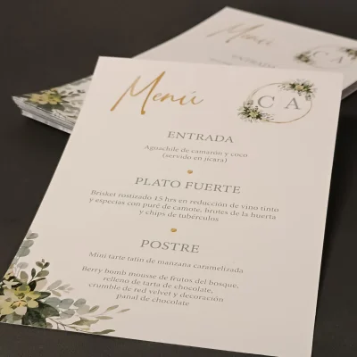 Menús 1/2 Carta 1 vista en Cartulina especial