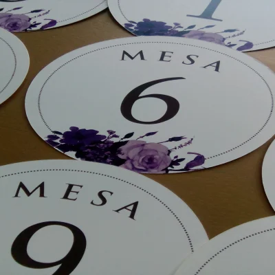 Números de mesa 1 vista en Cartulina Especial 