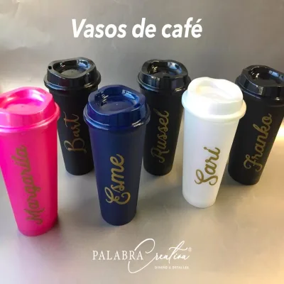 Vaso para café personalizado con vinil 1 color