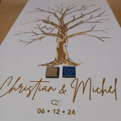 Árbol de Huellas y Firmas en tela canvas (50x80 cm)
