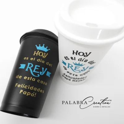Vaso para café personalizado con vinil en 2 colores