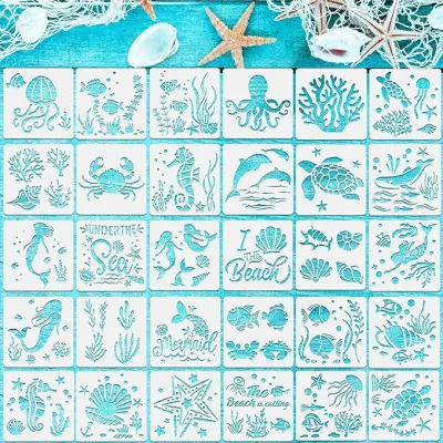 30 plantillas de figuras del océano del mar 