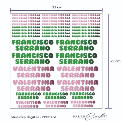 Planilla de etiquetas en DTF UV - 58x11 cm o 29x22 cm