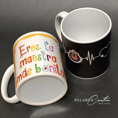 Taza blanca sublimada con diseño personalizado