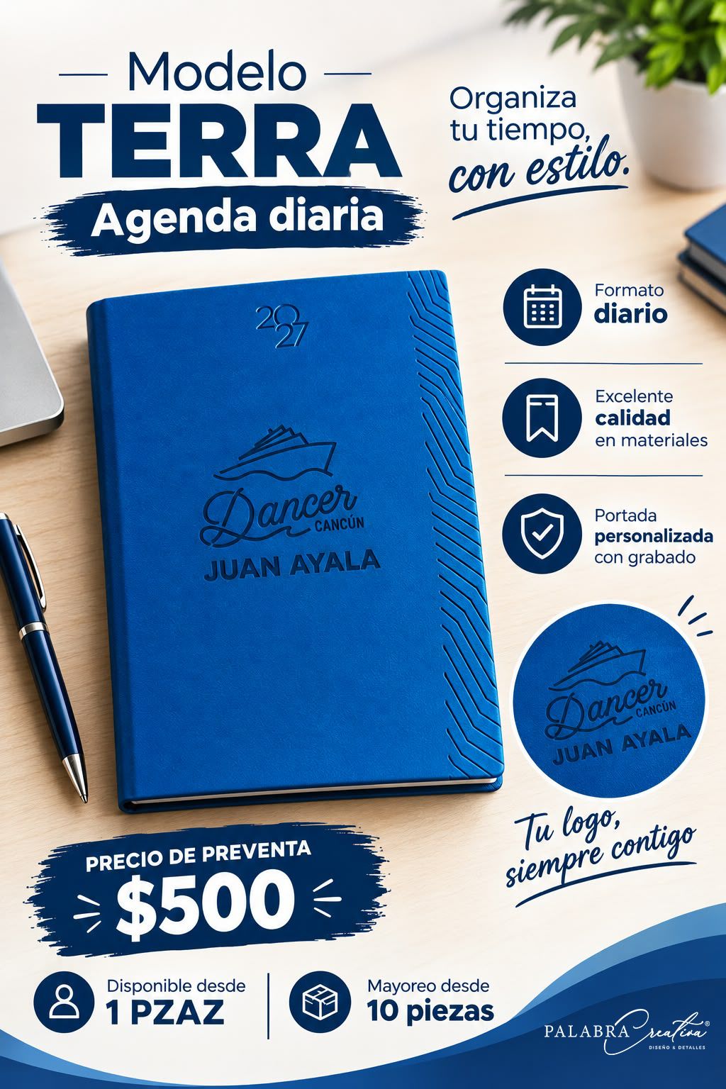 Agenda Zegno Diaria Modelo Terra - Grabado en portada