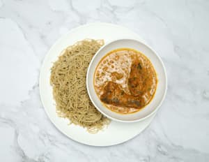 fish curry sauce and coriander spaghetti
