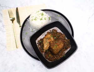 Calorie deficits with Plain White Rice with Efo Riro Soup & Grilled Chicken