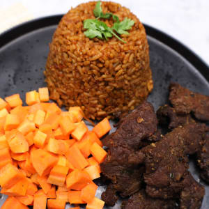 food for weight loss with Jollof Rice with Mongolian Beef and Fresh Carrot