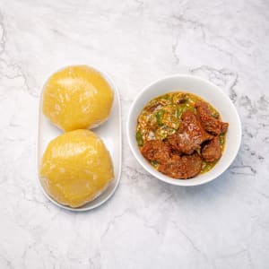 healthy eating with eba and okro soup