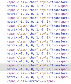 screenshot of the html elements being animated