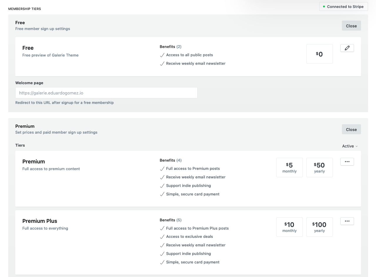 Membership tiers