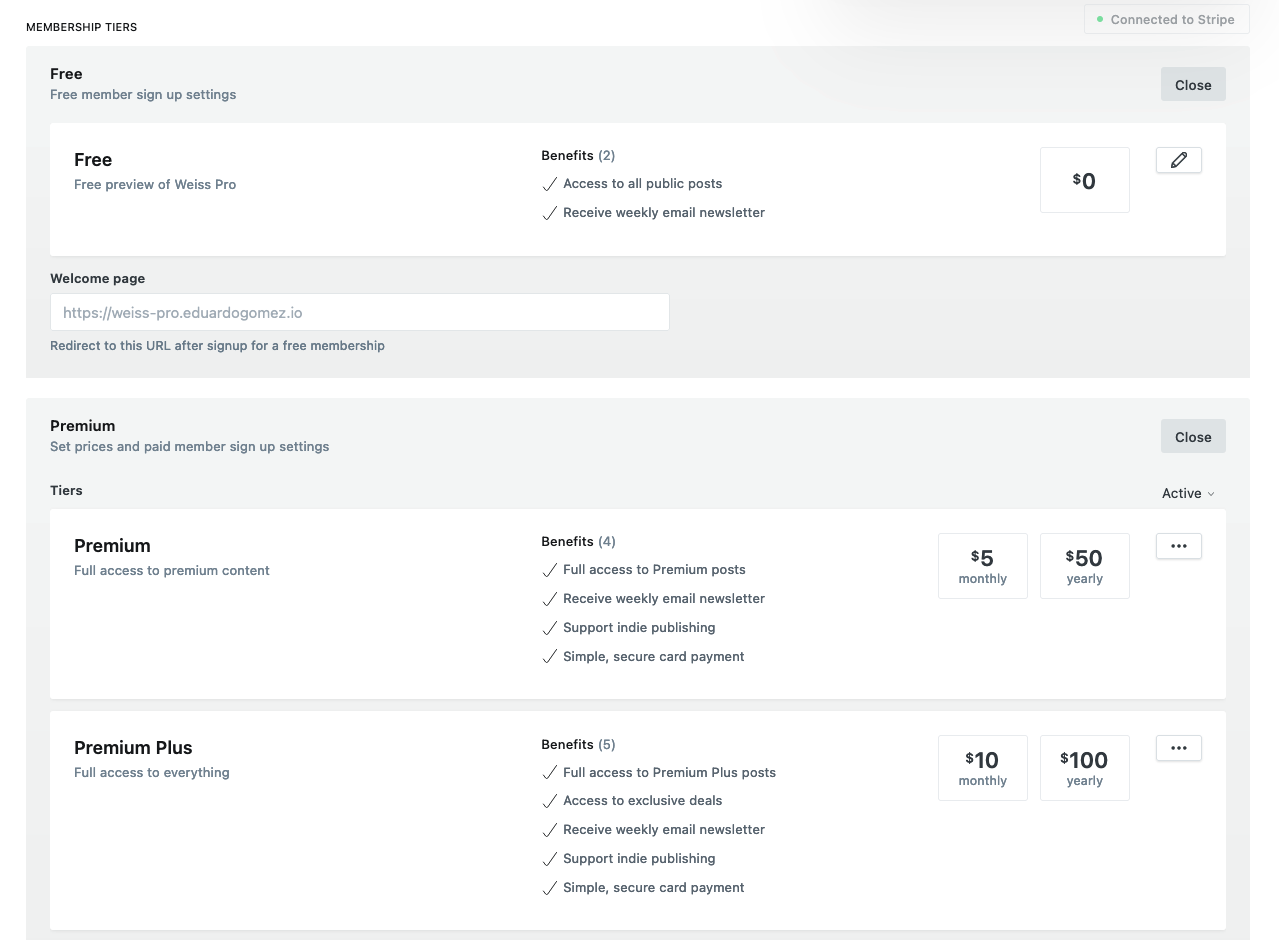 Membership tiers