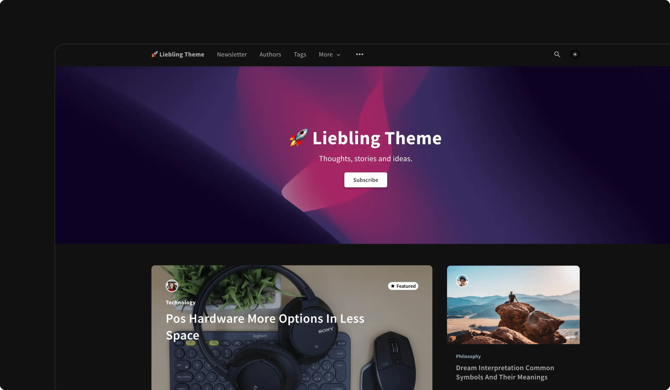 A glimpse of the dark version of the theme.