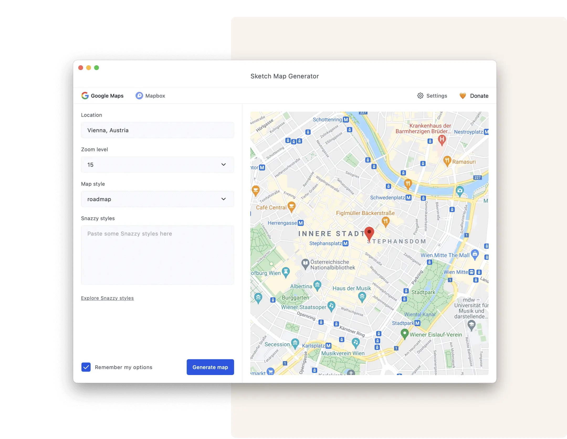 Screenshot showing the user interface of the plugin.