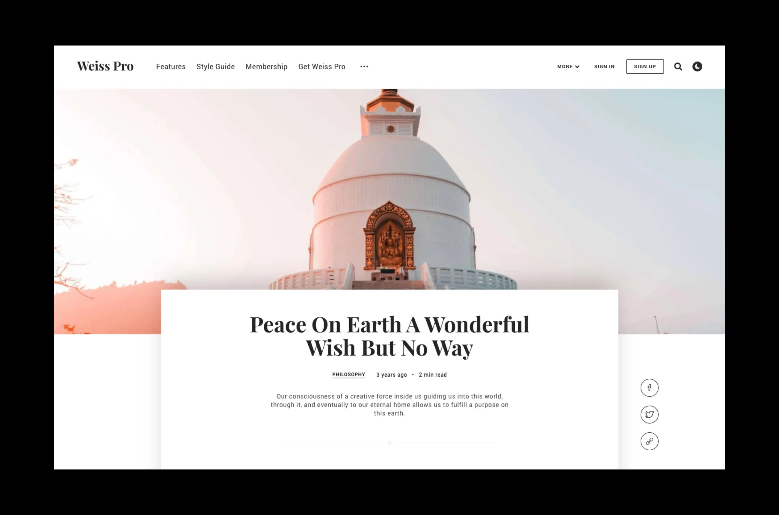 Design of the header of an article page.