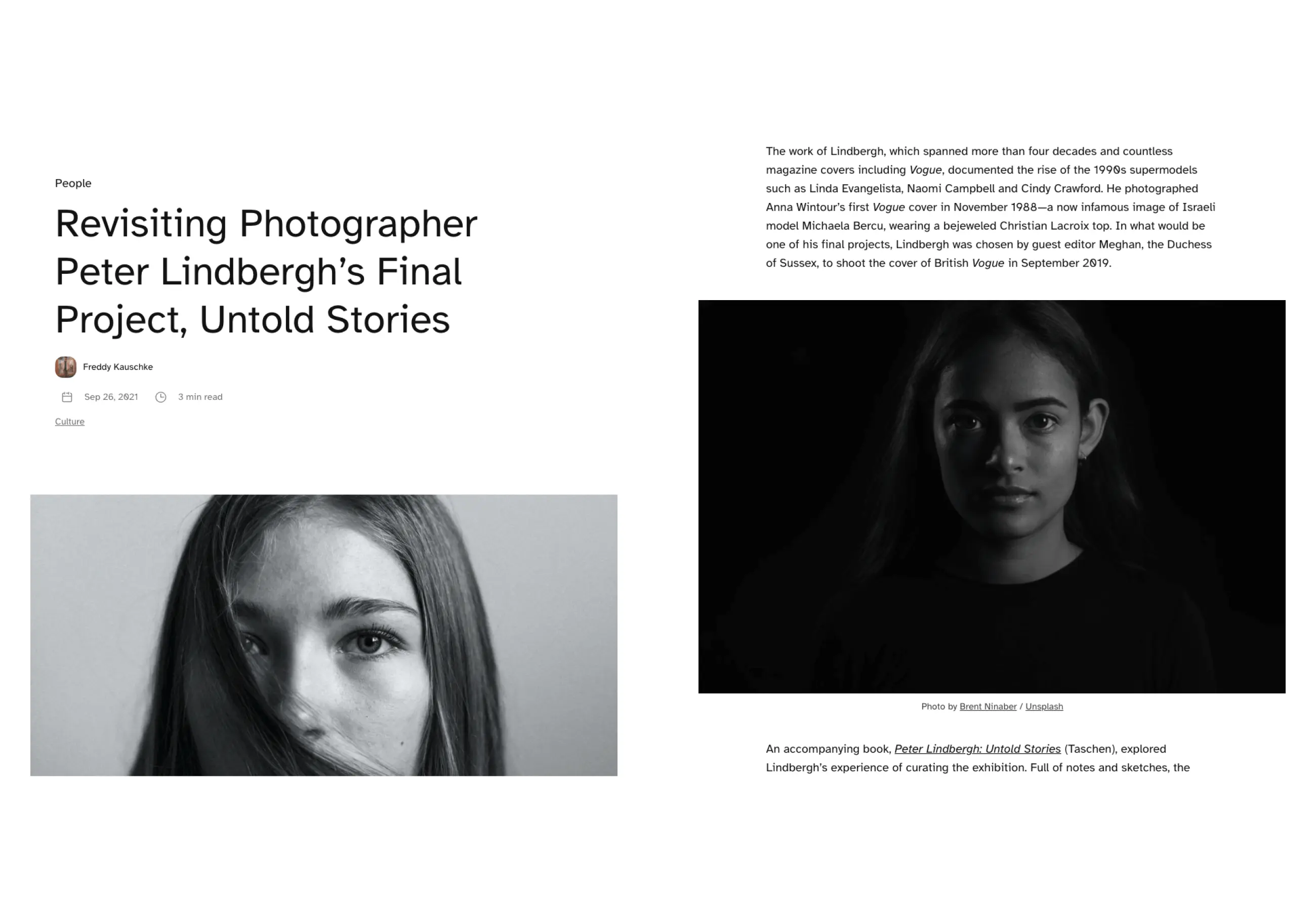 Screenshots of two different content sections of an article page.