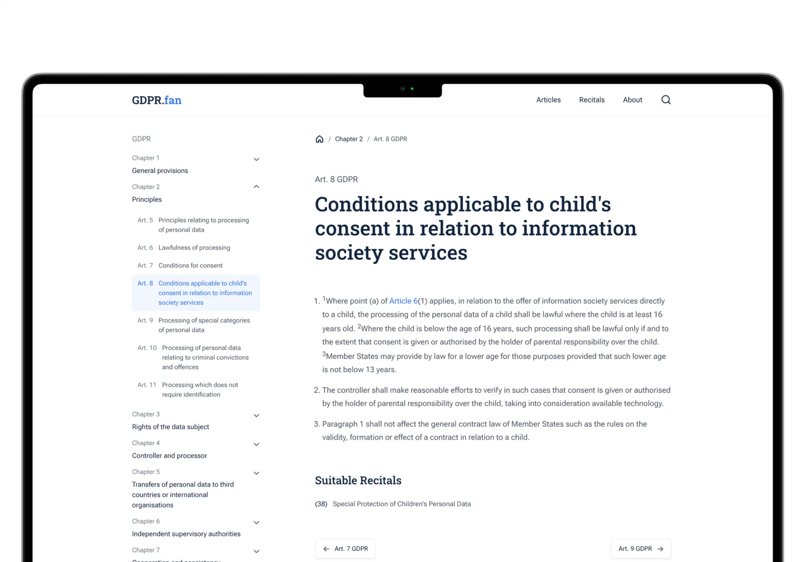 Individual page view of an article in desktop size.