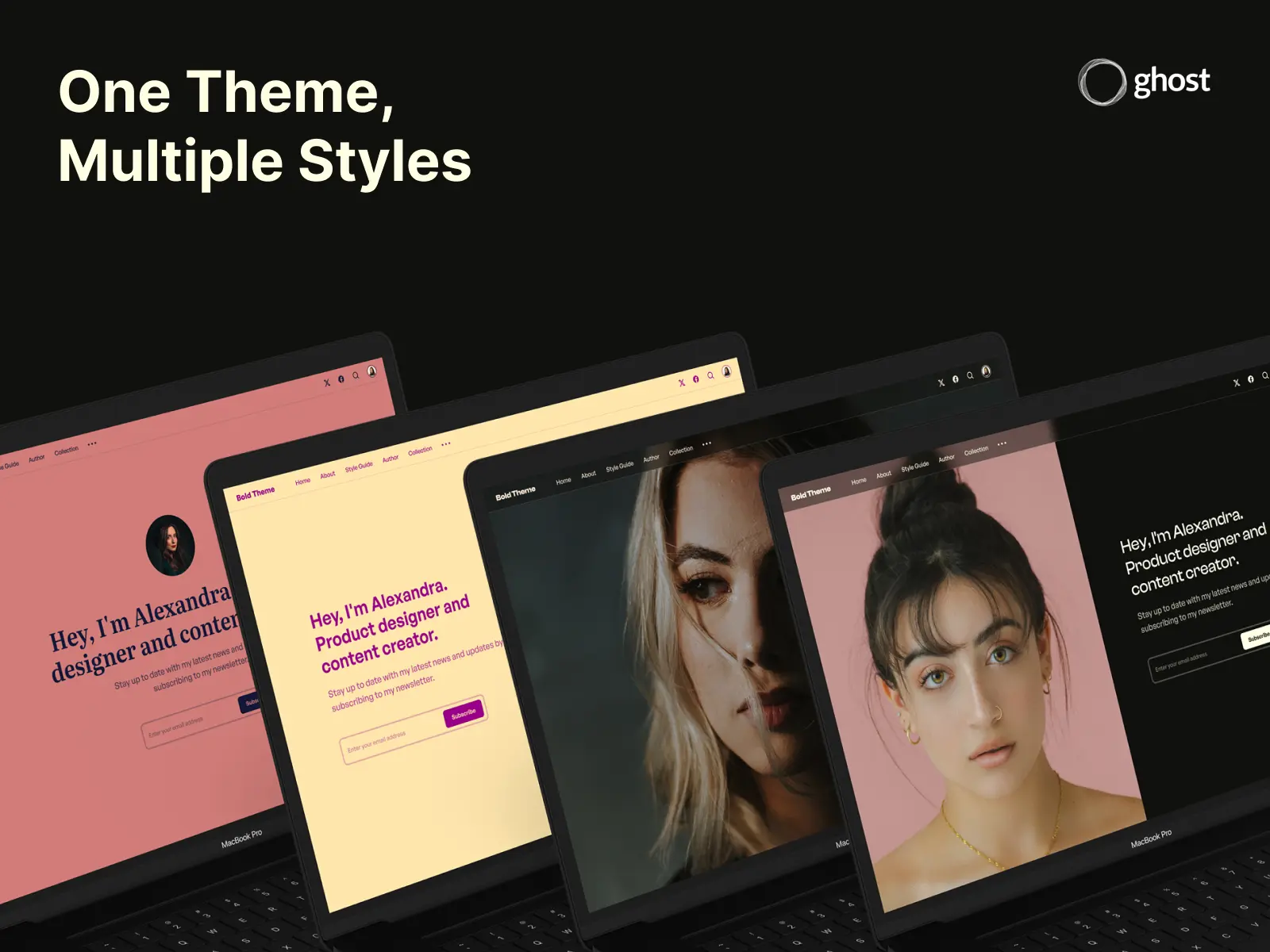 Different styles available for the homepage