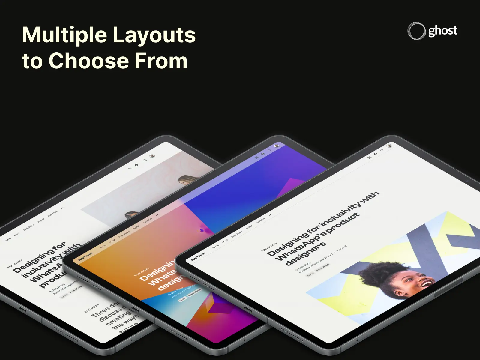 Different layouts available for posts and pages
