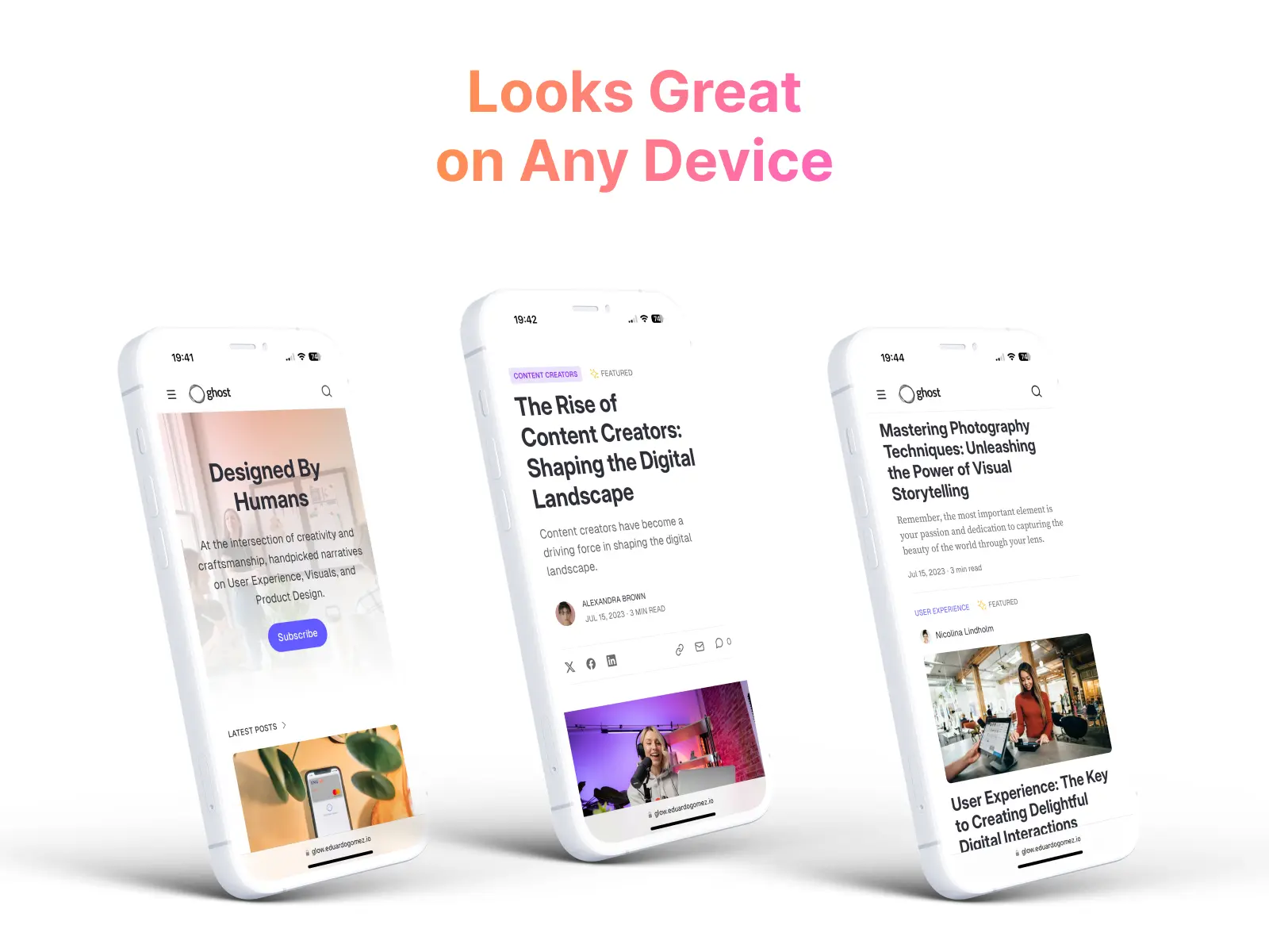 The theme adapts perfectly to the size of any device.