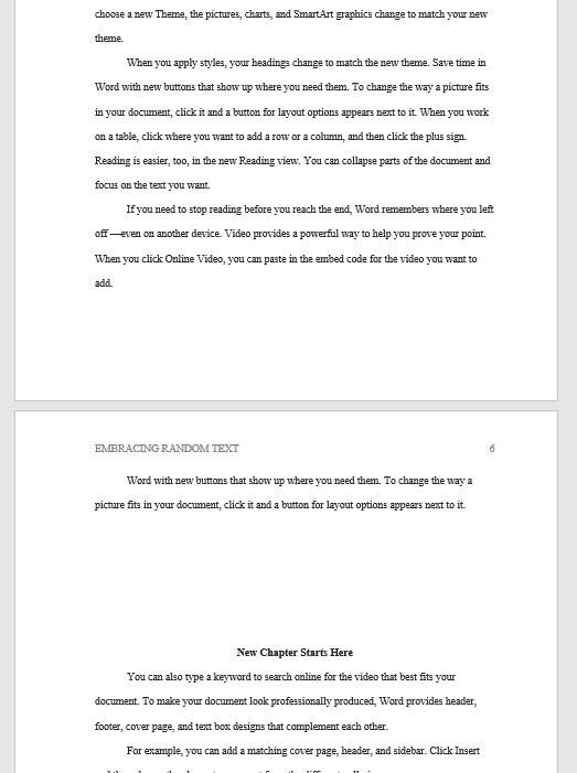 Example of how using multiple carriage returns instead of a page break disrupt your page formatting when changing margins