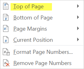 Image: showing the insert page number dialog.