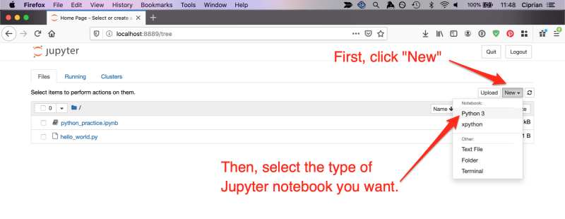 new Jupyter notebook