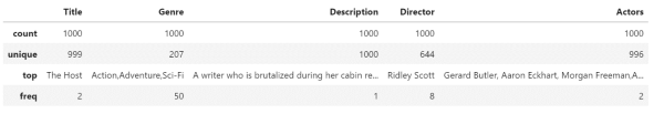 describe function for non-numberic input