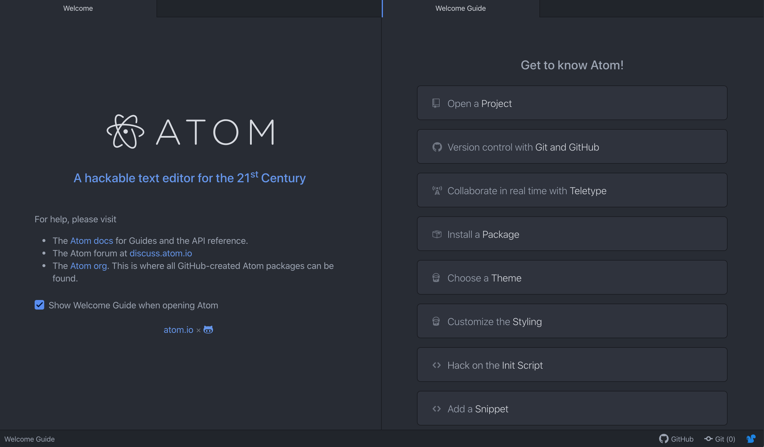 Atom editor for writing code