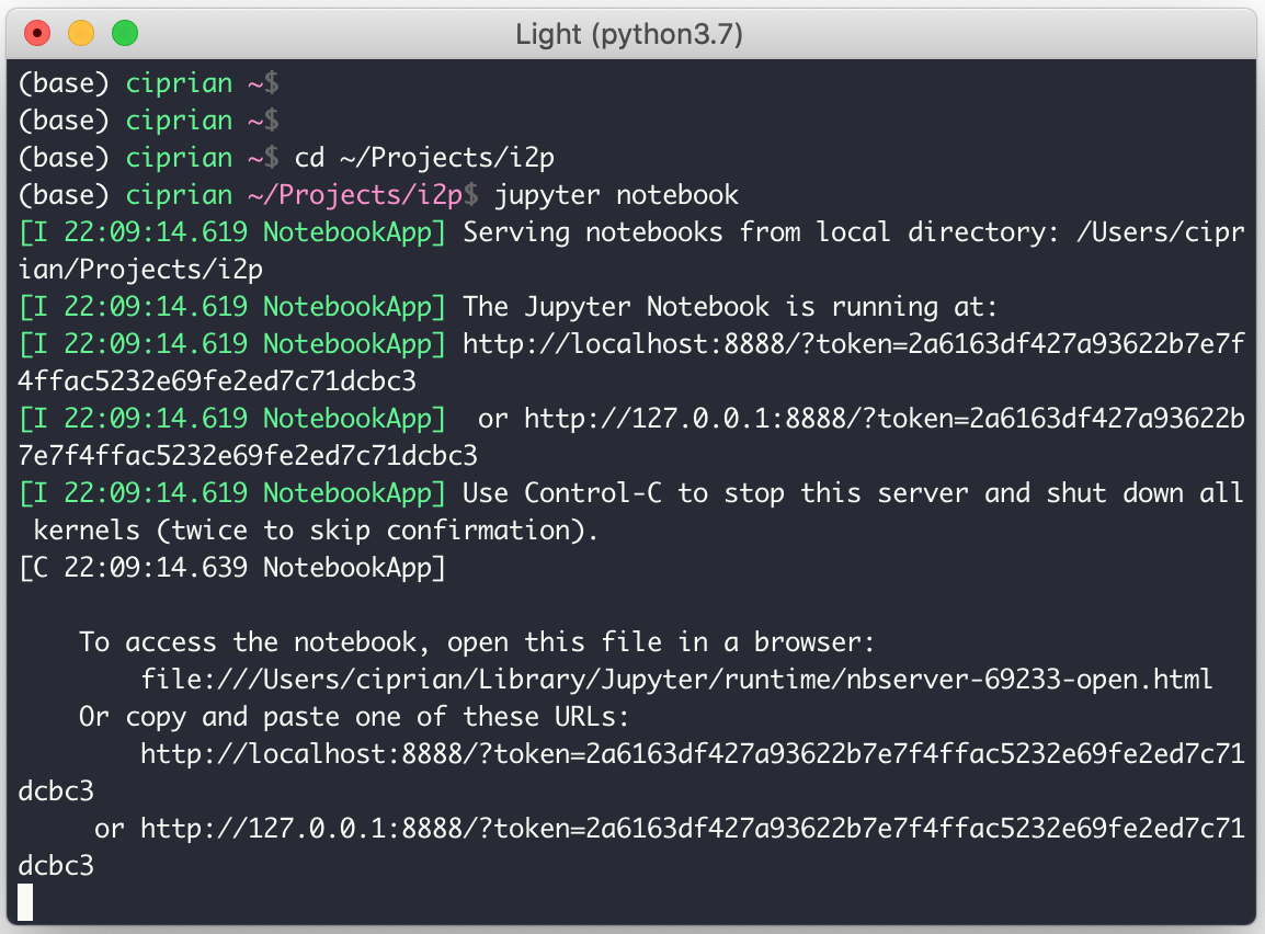 Computer terminal explaining how to open Jupyter Notebook