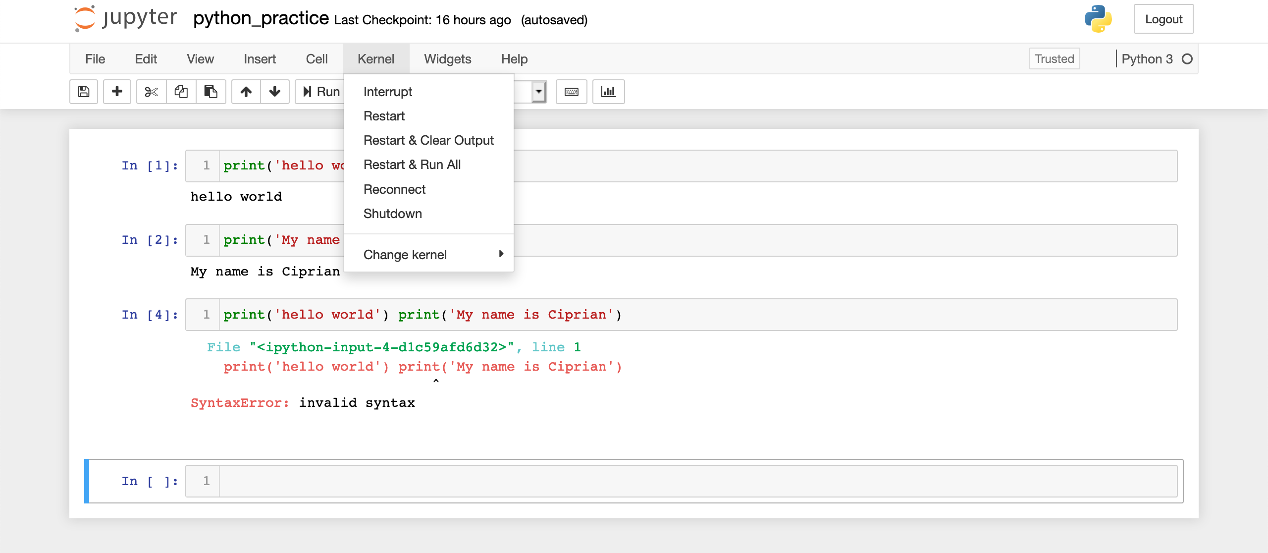 How do you hit enter in Jupyter notebook?