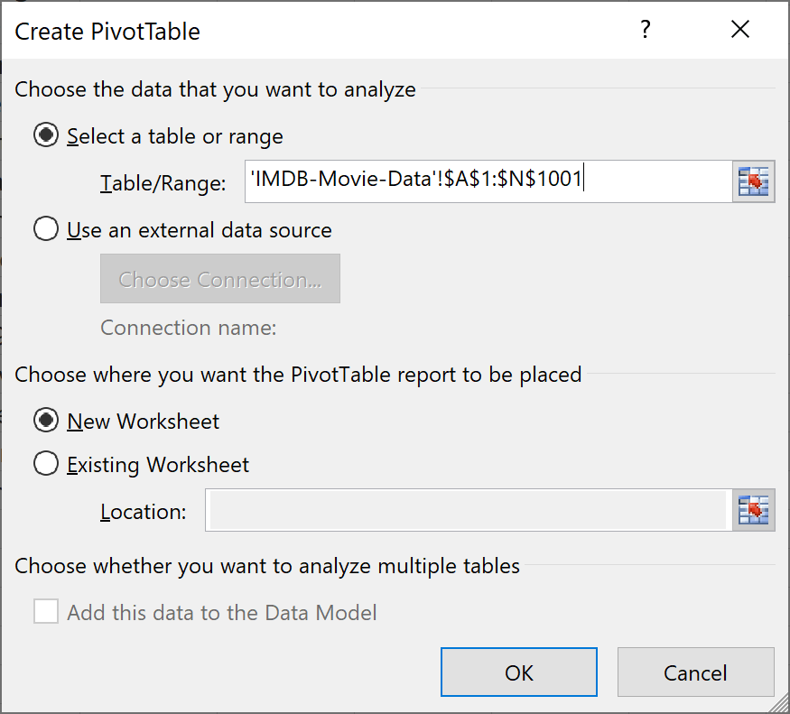 create pivot table in Excel