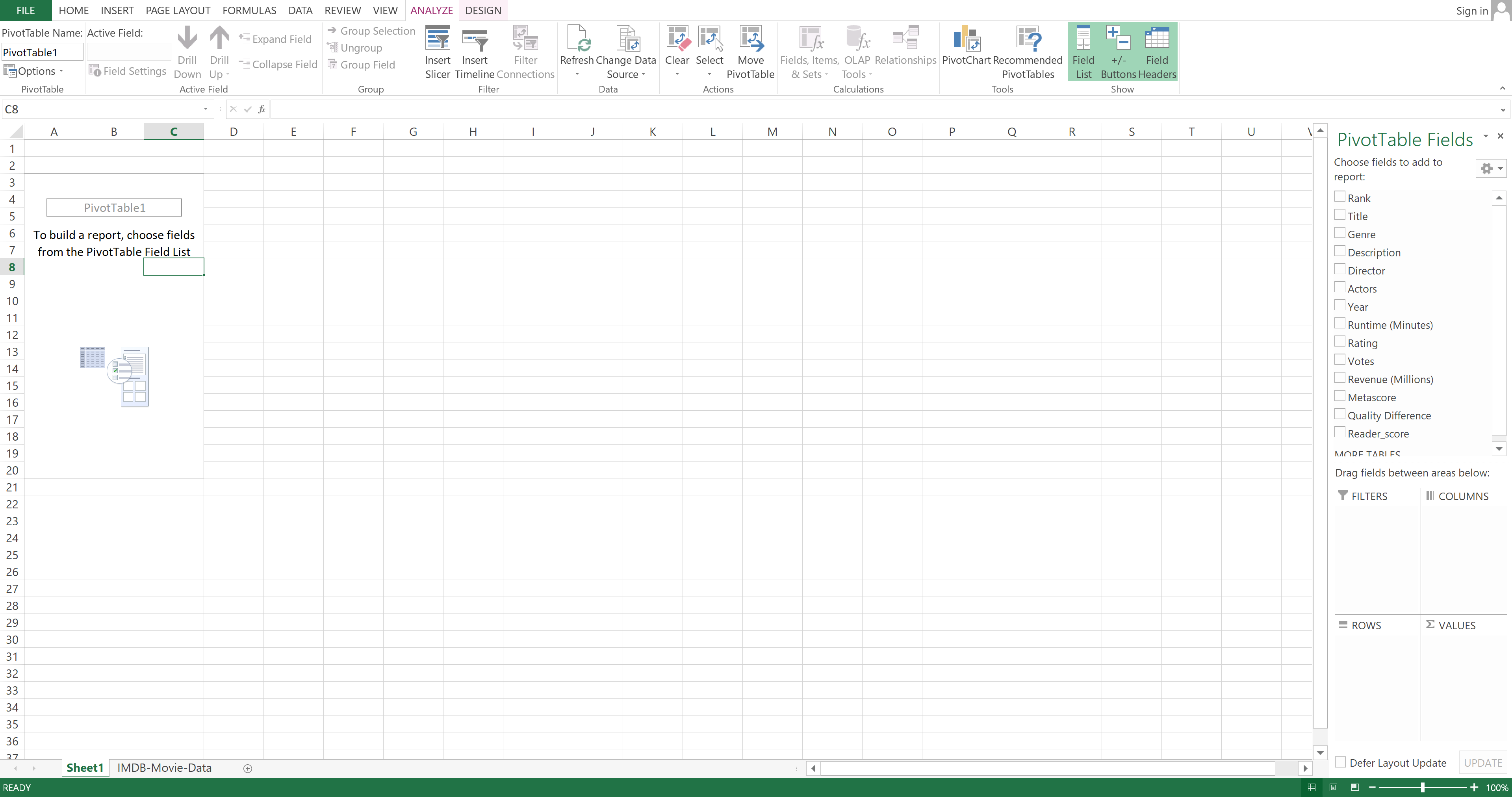 Pivot table fields in Excel