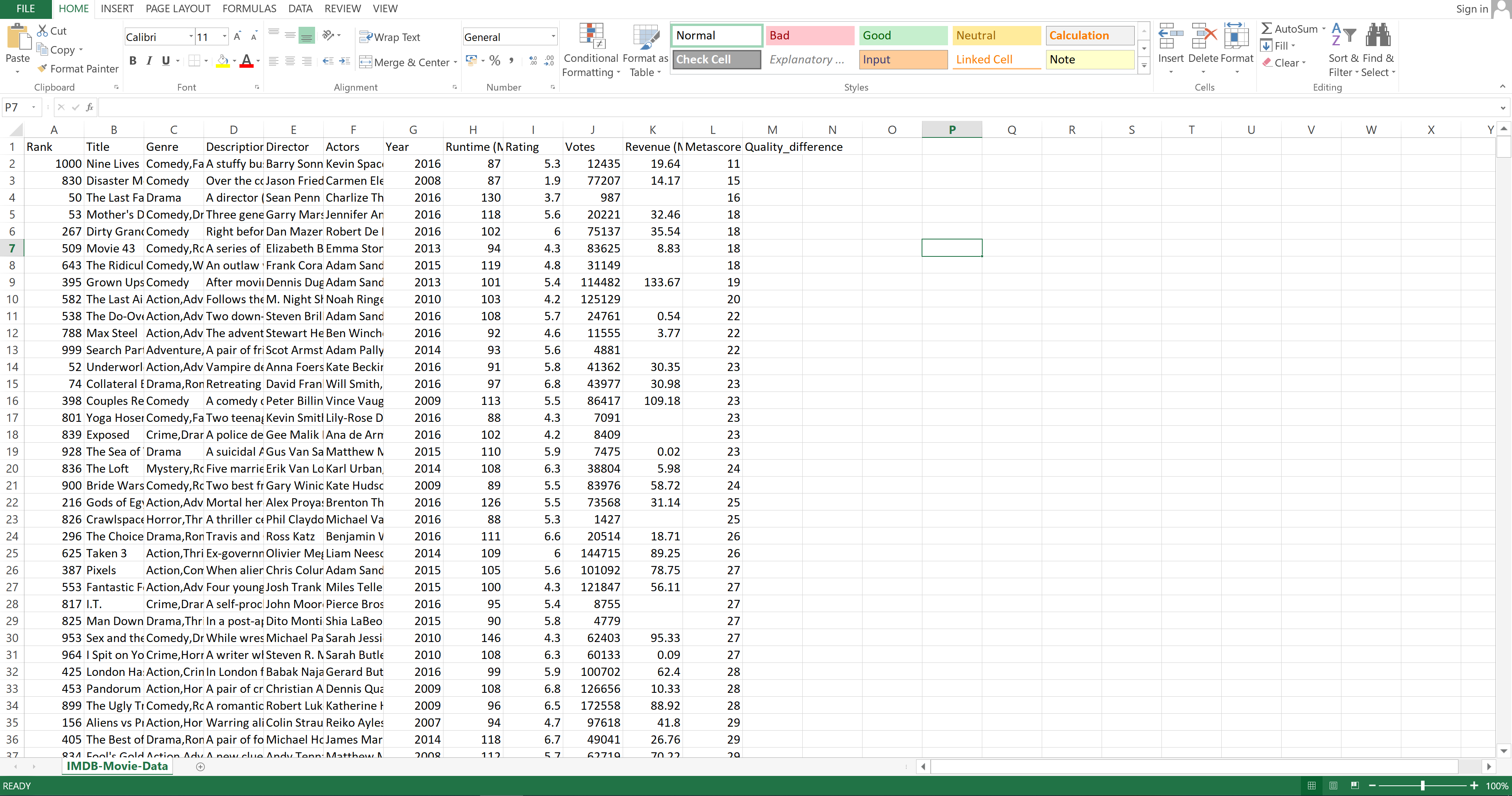 new column in Excel