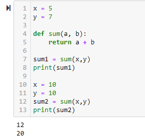 Screenshot of Python Function execution order in Jupyter Notebook