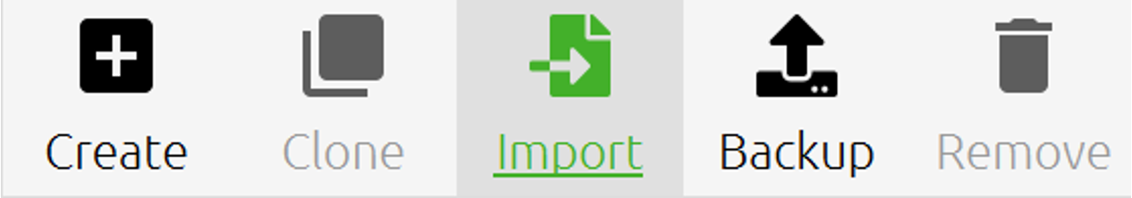 A screenshot of the "Import" button.