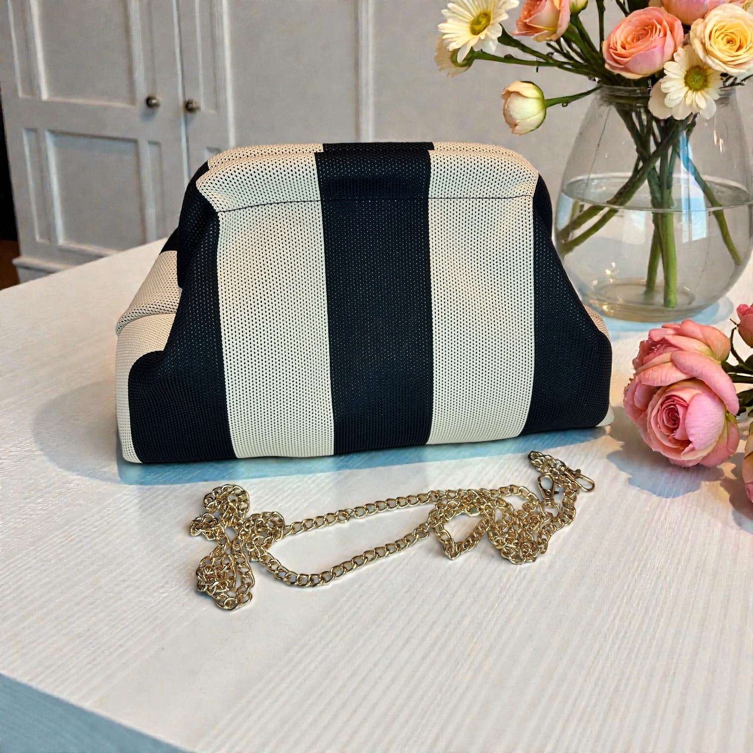 Clutch Negro&Beige