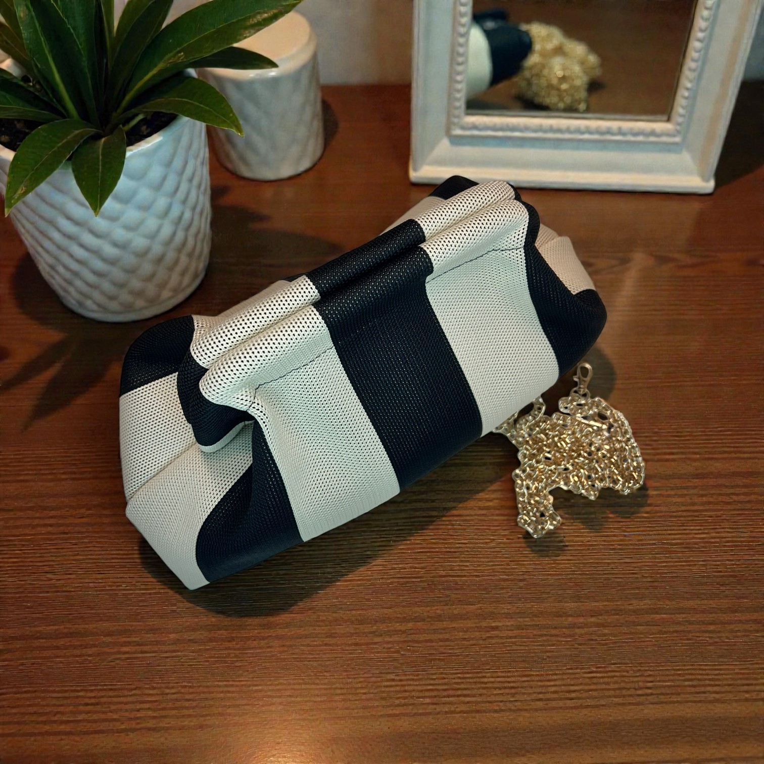 Clutch Negro&Beige 3