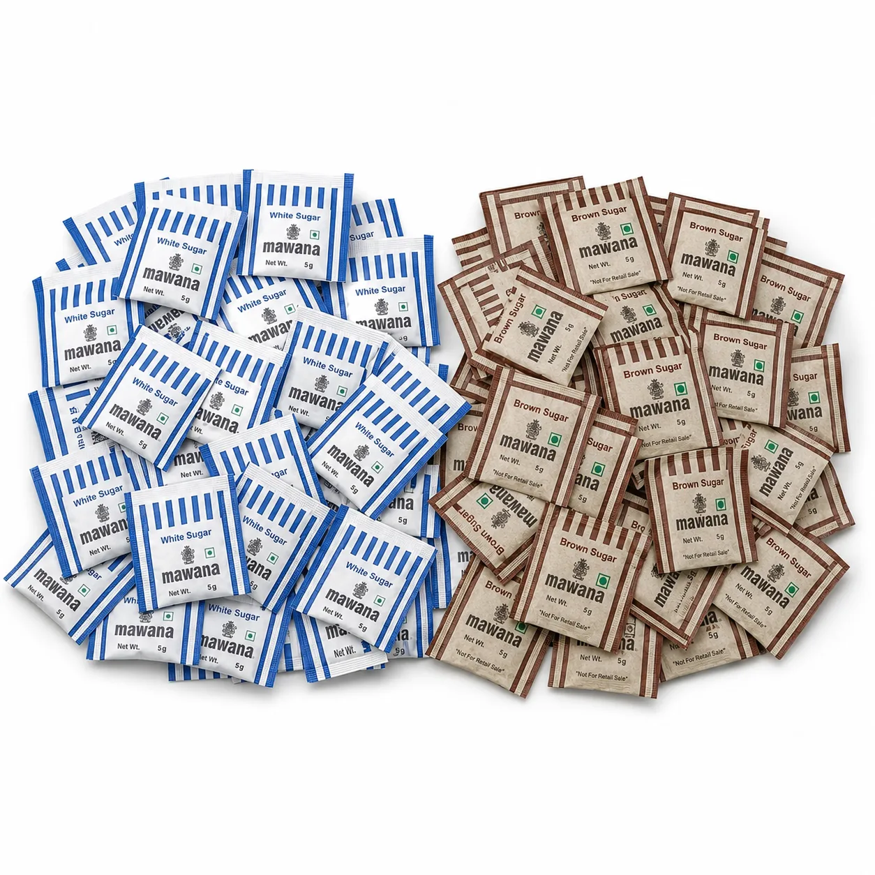 Mawana Brown & White Sugar Sachets Mix - 100 Sachets - 500g