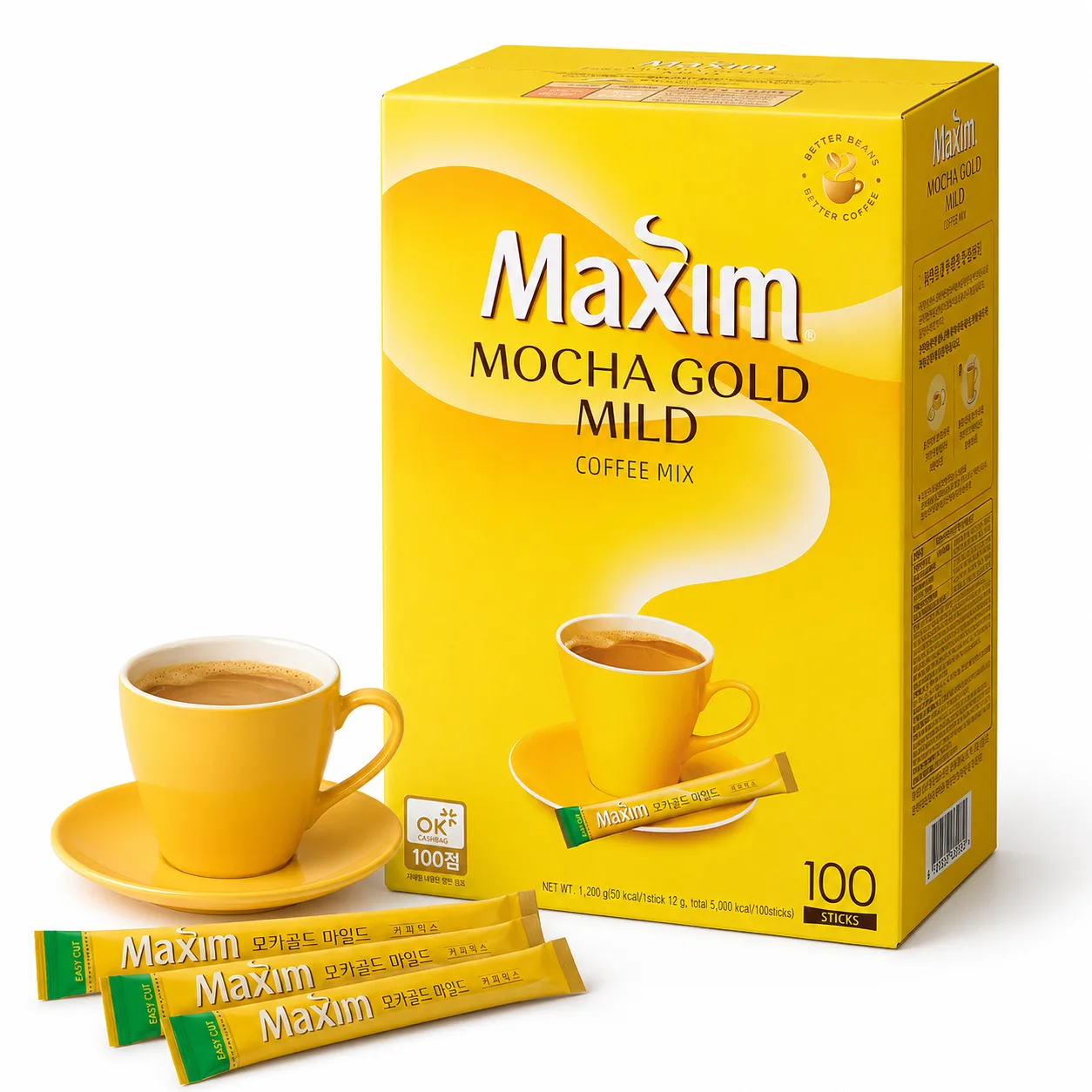 Maxim Mocha Gold Mild Coffee Mix - 100 Sticks - 1200g