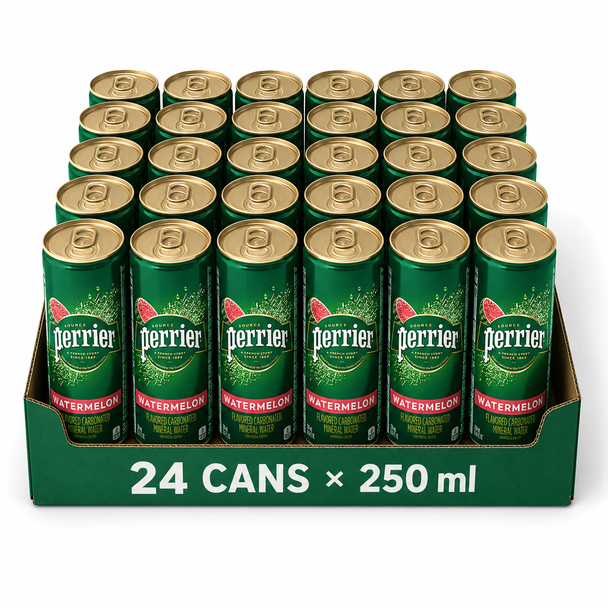 Perrier Flavoured Sparkling Mineral Water Cans - Watermelon 250ml × 24