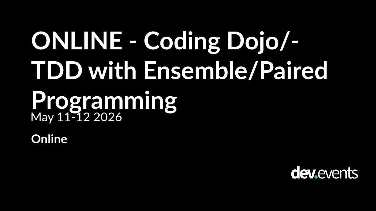 Event artwork for ONLINE - Coding Dojo/TDD with Ensemble/Paired Programming