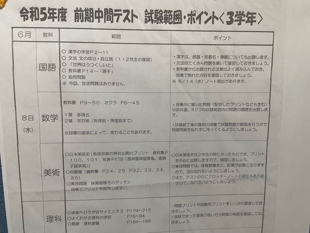 テスト勉強で国語ってやる！？国語のテスト勉強をやらない子が多い！？