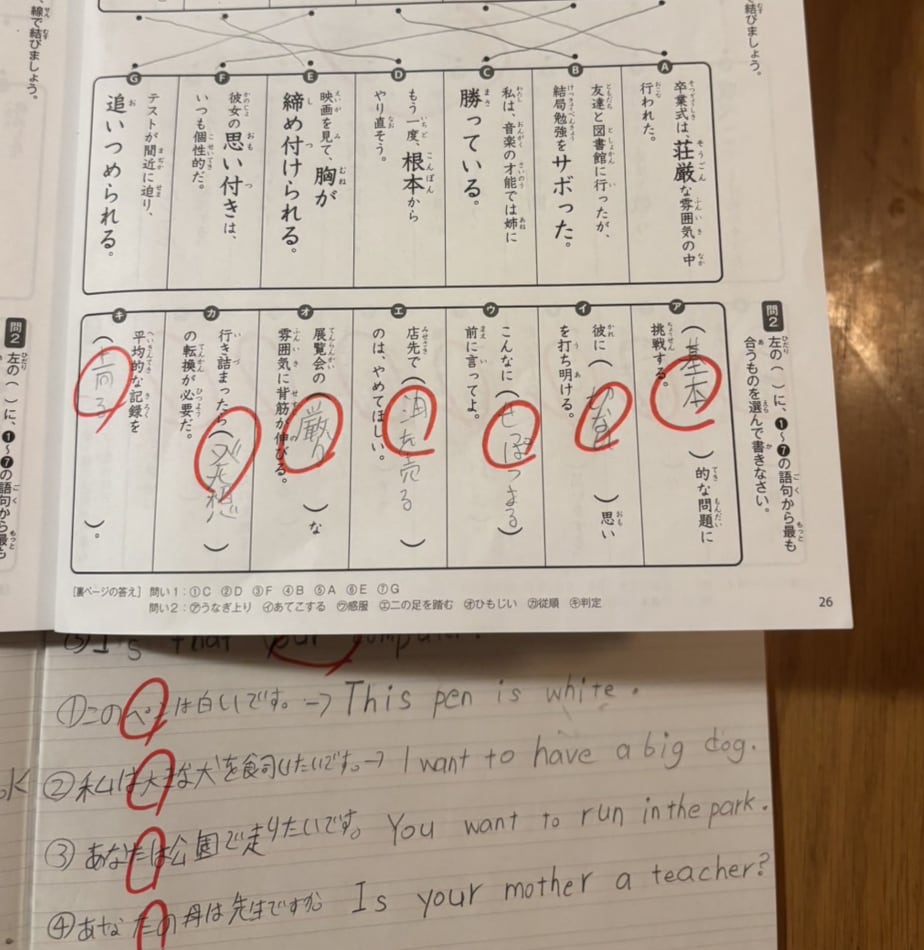 自宅での課題にも自分で取り組んで、 だんだんと英語もできるようになっています。